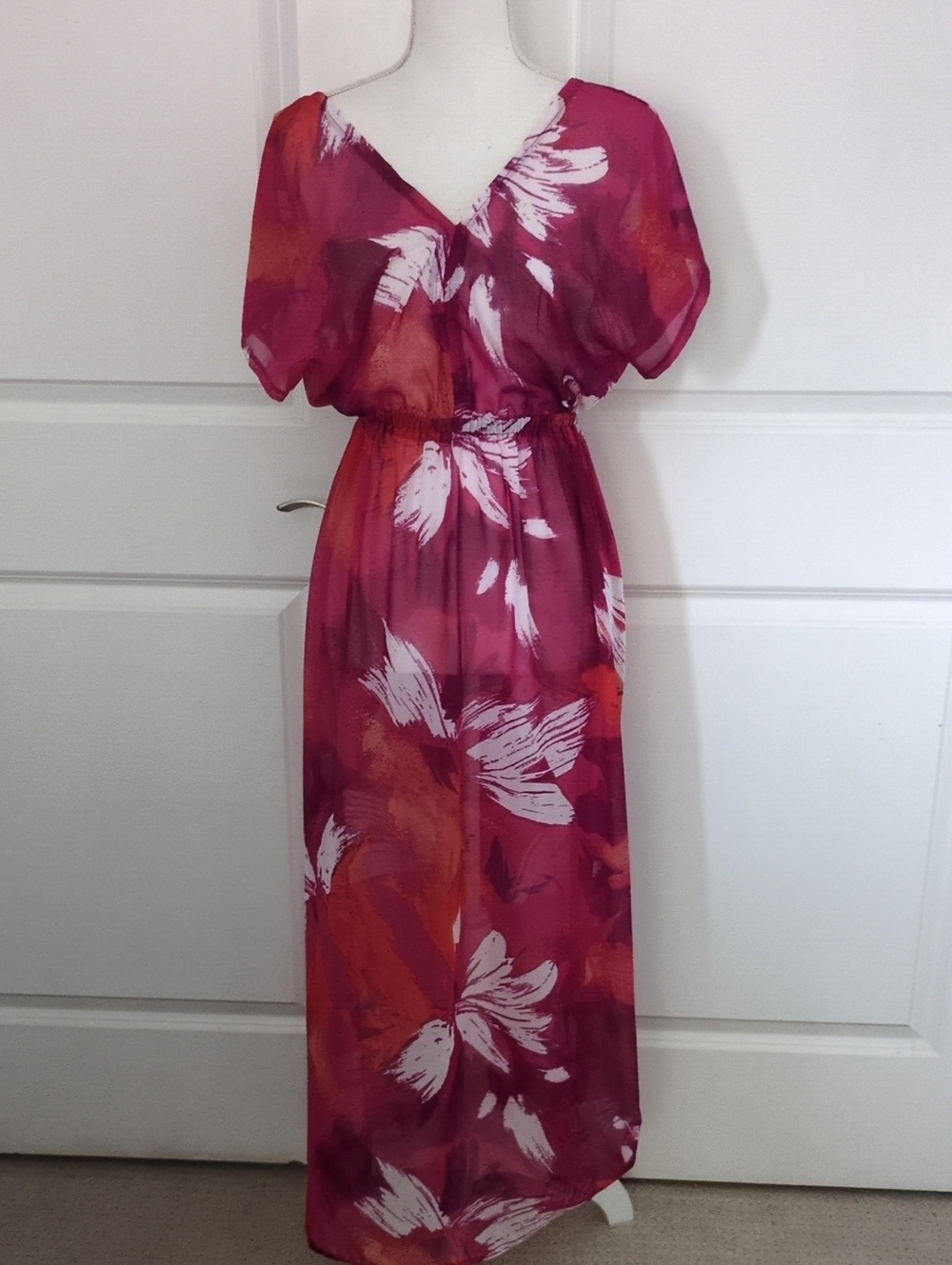 Mossimo Sheer Tropical Maxi Dress Swim Cover Up Beach Resort XS